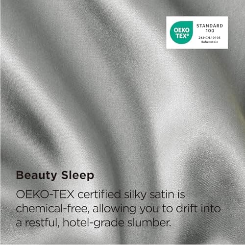 Bedsure Satin Pillowcase, Similar to Silk Pillow Cases Queen Size Set of 2, Cooling Pillow Case Covers with Envelope Closure, Room Decor Gifts for Women Men, Silver Grey, 20x30 Inches, 2pcs — view 3
