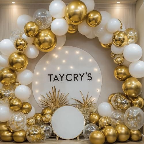 RUBFAC Gold Balloons 129pcs Different Sizes 18 12 10 5 Inch, Metallic Gold Balloon Garland Arch Kit for Graduation Party Wedding Holiday Happy Birthday Decoration — view 6