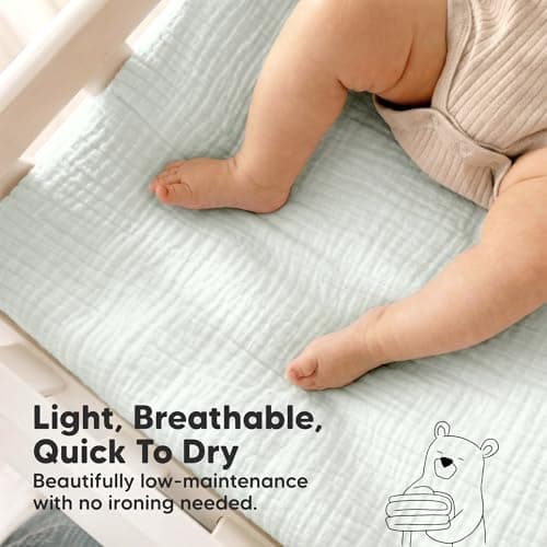 2-Pack Muslin Diaper Changing Pad Covers Boy, Girl – Soft Breathable Muslin Cotton Changing Table Cover, Organic Baby Changing Pad Sheets, Contoured Change Pads Liners Washable 34 x 18 (Slate) — view 5