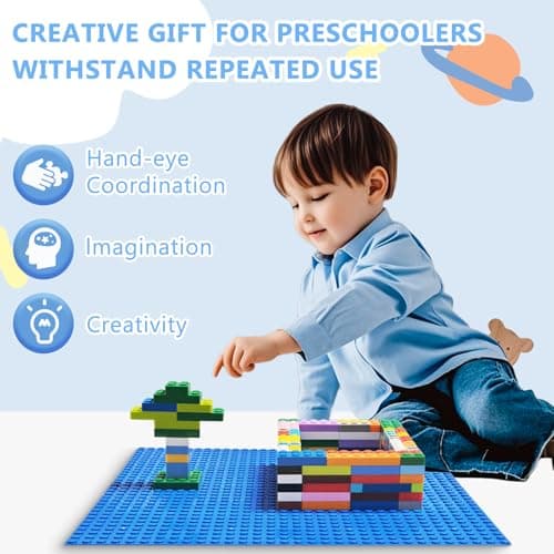 LABITITOUR 4 Pack of 10 x10 Classic Building Baseplates,Building Toy Base Boards to Build On, Brick Toy Builders Mat Compatiable with All Major Brands (Multicolored) and Activity Table-Base Plate — view 5