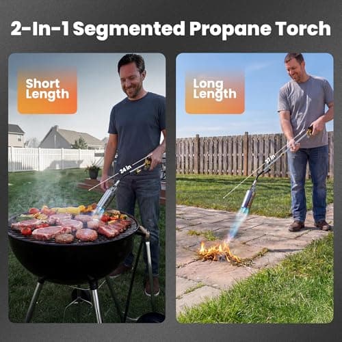 Propane Torch Weed Burner,14FT Hose 1,800,000 BTU High Output Weed Torch with Self Igniter and Turbo Trigger, Heavy Duty Propane Weed Torch for Weeding,Melting Snow,BBQ,Roof Asphalt Work — view 3