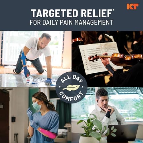 KT Tape, Original Cotton, Elastic Kinesiology Tape, Everyday Muscle and Joint Support, Daily Pain Relief, 20 Count, 10” Precut Strips, Black — view 5