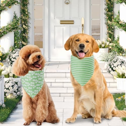 Agroon Spring Dog Bandanas Small 3PCS, 6 Pattern Summer Floral Scarf for Boy and Girl, Triangle Reversible Bibs Breed for Puppy Pets — view 4