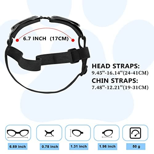 QUMY Dog Sunglasses Dog Goggles for Medium Large Breed Dogs, Wind Dust Fog Protection Eye Wear Pet Glasses with Adjustable Strap for Motorcycle Car Driving Bike Riding Hiking Swimming Over 15lbs Pink — view 3