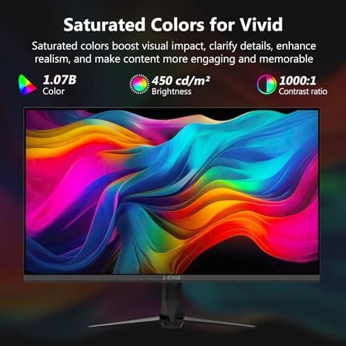 4K Monitor, Z-Edge 27 inch IPS Monitor, UHD 3840x2160 IPS Computer Monitor, 450 cd/m², 160Hz Refresh Rate, 1ms Response Time, G274K Ultra-Thin Bezel — view 4