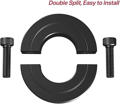 AZSSMUK Shaft Collar Bore 1-1/8'' Double Split Black Oxide Set Screw Durable Shaft Collars Suitable for Machinery and Industrial Use 2 Pieces (1-1/8'') — view 2