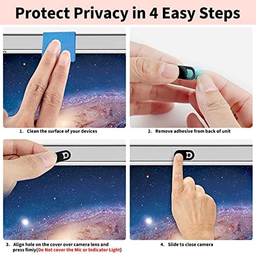 Yilador Webcam Cover (3 Pack), 0.03 inch Ultra Thin Laptop Camera Cover Slide for iPhone iPad MacBook Pro Computer iMac Cell Phone PC Accessories Camera Blocker Slider, Great for Privacy - Black — view 4