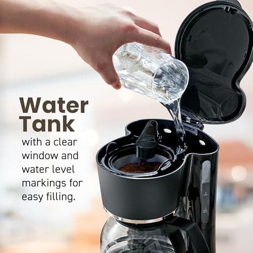 Elite Gourmet EHC-5055 Automatic 5-Cup Brew & Drip Coffee Maker with Pause N Serve Reusable Filter, On/Off Switch, Water Level Indicator — view 2