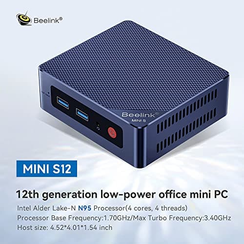 Beelink Mini PC, Mini S12 Intel 12th Gen 4-Core N95(up to 3.4GHz), Mini Computer 8GB DDR4 RAM 480GB SSD, Desktop PC Dual HDMI 4K UHD/Gigabit Ethernet/Dual WiFi5/BT4.2/HTPC/W11 Home