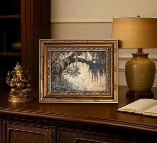 Vintage Gold Framed Vintage Oak Tree Wall Art Retro Landscape Canvas Wall Decor Oak Tree Moss Artwork Picture Retro Rustic Tree Poster Print for Home Living Bedroom Farmhouse Hallway — view 7