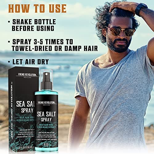 Viking Revolution - Sea Salt Spray Hair Men - 240ml - Texturizing Spray with Kelp, Aloe Vera & Red Algae Extract - Hairspray to Add Volume & Texture - Beach Hair Spray - Gifts For Men — view 4