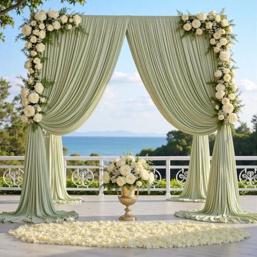 30ft x 10ft Wrinkle Free Sage Green Backdrop Curtains for Parties, Thick Polyester Photo Backdrop Drapes for Wedding Birthday Party Photography Background, 6 Panels 5x10ft — view 5