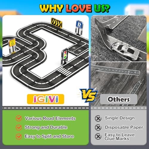 IGIVI Magnetic Tiles Road Toddler Toys, Magnet Building Blocks for Kids Ages 3-5 4-8, STEM Learning Construction Toys Games, Ideal Gifts for 3+ Year Old Boys Girls — view 2