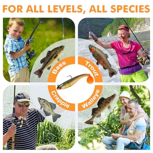 TRUSCEND Pre-Rigged Soft Fishing Lures, Well-Made Easy Catching Lures for Family Fishing, Great Action Swimbait with Spinner, All-Conditions Fishing Gear for Bass Trout Walleye, Crappie Fishing Jigs — view 6