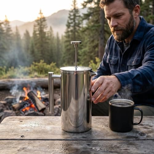 34 Oz Insulated 304 Stainless Steel French Press for Home and Camping — view 4