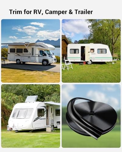 1” RV Trim Molding Insert, 100 Ft Heavy Duty RV Weather Stripping Exterior, Vinyl Rubber Seal Strip Includes End Caps, Screw Cover Trim for Camper Travel Trailer, Black — view 4