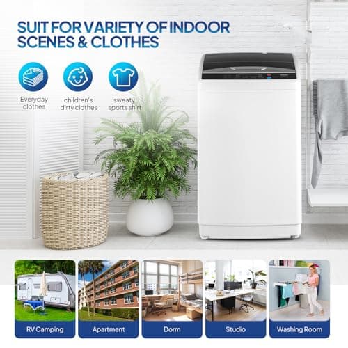 ROVSUN 25LBS Portable Washing Machine, Full-Automatic Electric Laundry Machine with Stainless Steel Drum, Compact Washer and Spin Dryer Combo with Drain Pump for Home, Apartment — view 7
