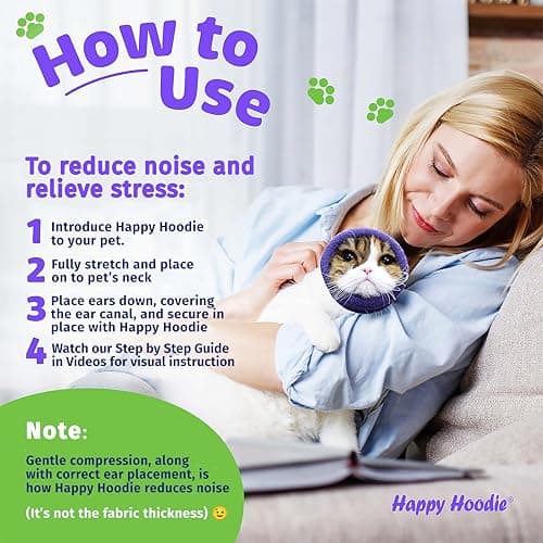 Happy Hoodie The Original Dog & Cat Calming Band - American Brand - Anxiety Relief/Noise Protection - Grooming - Thunder - Fireworks (Large, Black) - Since 2008 — view 5