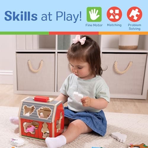 Melissa & Doug Take-Along Wooden Toy Barn, 11-Pc Portable Toddler Playset with Farm Animals & Pop-Up Roof, Preschool Learning Toys for Girls & Boys 2+ — view 3