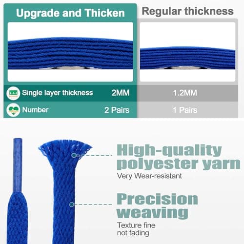 DELELE 2 Pair Flat Shoe laces 5/16" Wide Shoelaces for Athletic Running Sneakers Shoes Boot Strings, 01 White, 47 Inch (120cm) — view 2