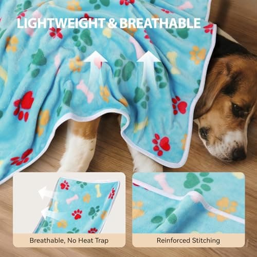 LINENLUX 1 Pack 3 Blankets Super Soft Fluffy Premium Fleece Dog Blankets for Puppy Cat Pet Blanket Flannel Throw Warm Sleep Bones and Claws-3pcs 23x16 inch