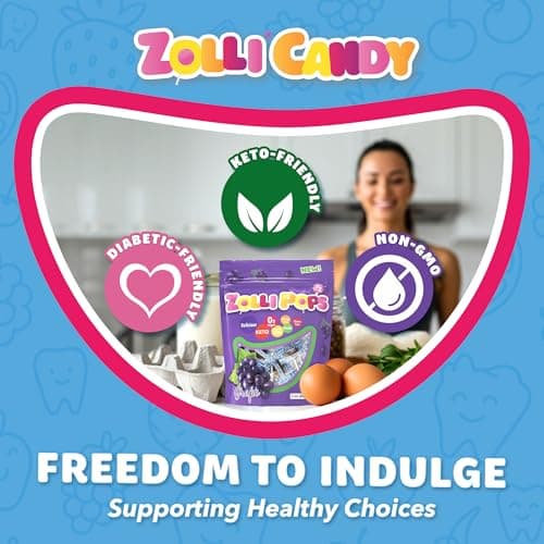 Zollipops Clean Teeth Pops Sugar Free Candy with Xylitol, Dye-Free Lollipops - Keto & Diabetic-Friendly, Dentist-Approved Treats for Kids (Grape, 3.1 oz) — view 5
