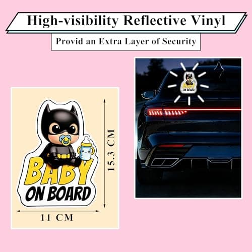 2-Pack Baby on Board Car Stickers, Reflective & Waterproof Vinyl Baby on board Signs, Self-adhesive Warning Stickers for Car Window & Bumper, Essential Baby Car Accessories for Safety Awareness — view 2