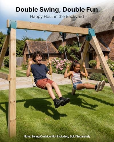 VEVOR Swing Set Brackets, Heavy-Duty A-Frame Set Hardware, with 2 A-Frame Swing Brackets & 4 Hangers, Sturdy for Playground Backyard Park Equipment Mounting Parts Outdoor, Hardware Included, Green — view 2