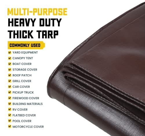 Core Tarps Extreme Heavy Duty 20 Mil Tarp Cover, Waterproof, UV Resistant, Rip and Tear Proof, Poly Tarpaulin with Reinforced Edges for Roof, Camping, Patio, Pool, Boat (Brown/Black 20′ X 20′) — view 4