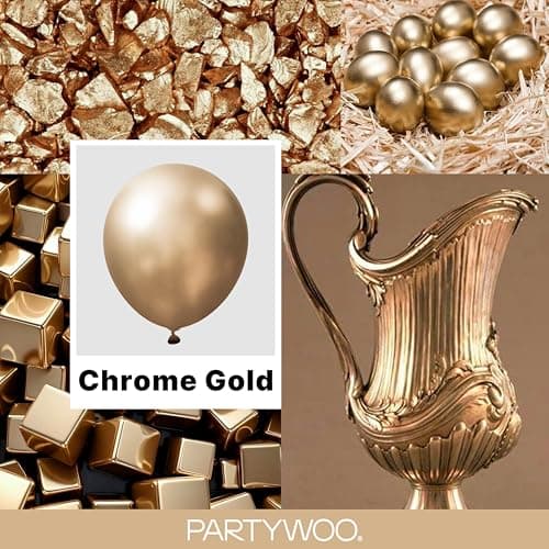 PartyWoo Chrome Gold Balloons, 100 pcs Gold Chrome Balloons Different Sizes Pack of 18 Inch 12 Inch 10 Inch 5 Inch for Balloon Garland or Arch as Birthday Decorations, Party Decorations, Gold-G127