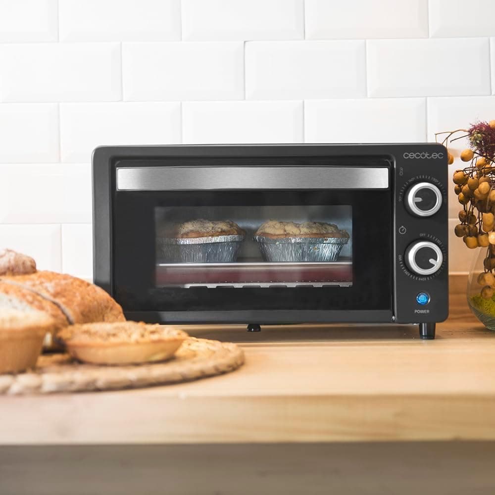 Cecotec Horno de sobremesa Bake&Toast 1090 Black, 10 L, 1000 W, Temporizador 60min, Temperatura regulable hasta 230ºC, bandeja para hornear, parrilla y una asa con pinzas — view 5