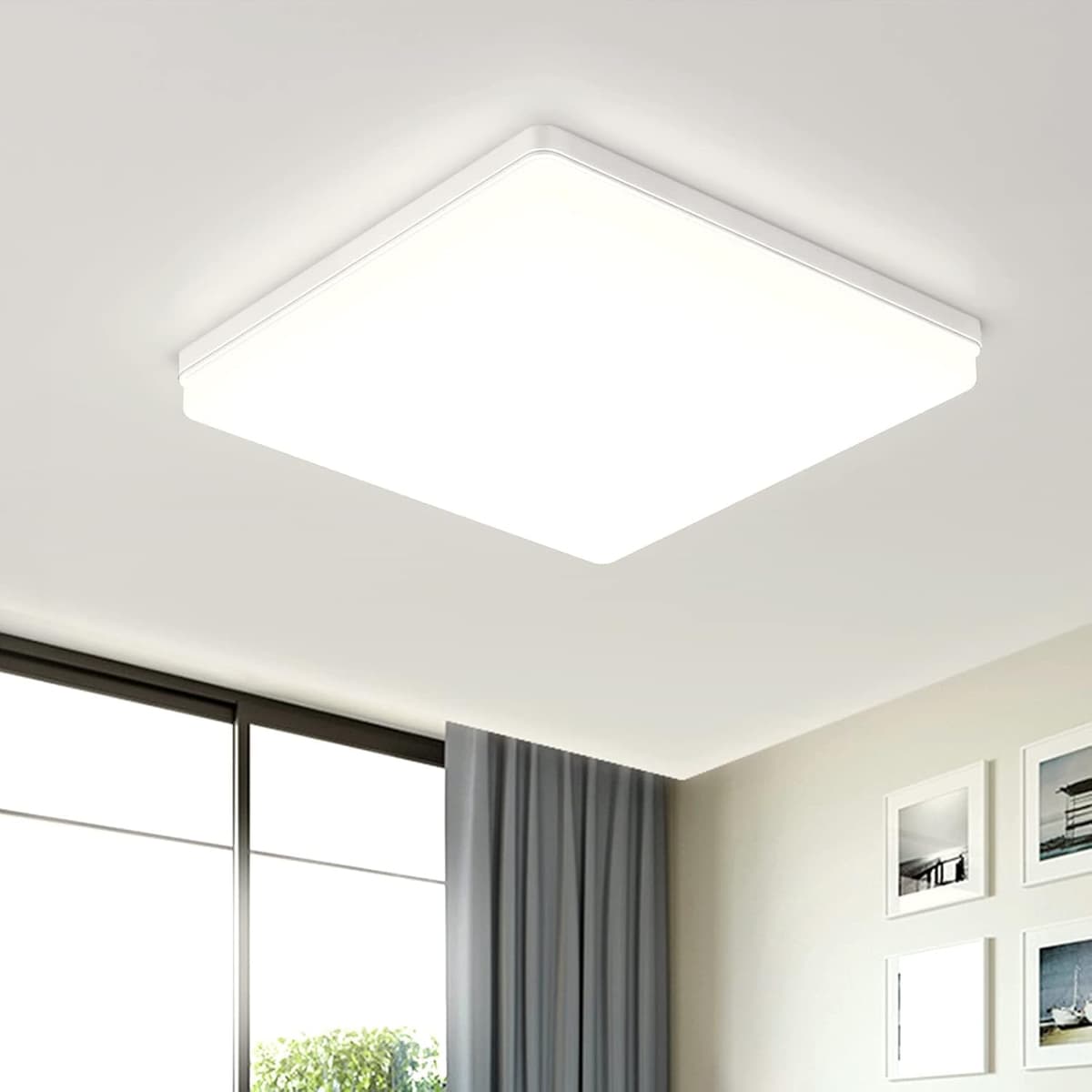 EASY EAGLE LED Lámpara de Techo 48W 4800LM Moderna Cuadrada Plafón Luz Led 6500K Lámpara Panel IP44 Impermeable para Baño Sala Dormitorio Cocina Oficina Comedor Ø30CM — view 26
