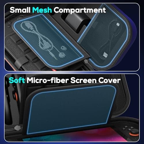 Auarte [Charge inside Carrying Case for Nintendo Switch 2 2025 / Switch OLED / Switch with Adapter and for Joy Cons Storage, Travel Cases for Switch 2 Console with 22 Game Card Storage (Blue) — view 4
