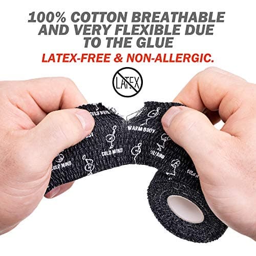 WARM BODY COLD MIND 4.7 cm Premium Lifting Thumb Tape for Weightlifting - Hook Grip for Powerlifting, Strength/Crossfit Training, Deadlift, Weight Lifting, Athletic Finger Wrap (Black, 3 Rolls) — view 4