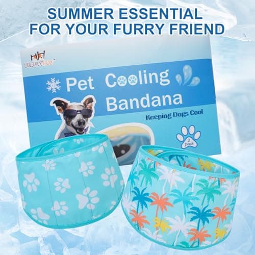 BEAUTYZOO Dog Cooling Bandana for Medium Large Dogs, 2 Pack Instant Cooling Bandanas Breathable Cooling Ice Towel Neck Wraps,Keep Dogs Cool in Hot Summer, Blue Paw L — view 7