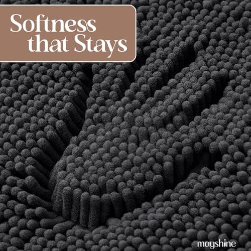 MAYSHINE Bathroom Rug, Soft Plush Chenille Bath Mat, PVC Non Slip Backing, Absorbent Washable Quick Dry Bathroom Rugs, Bath Mats for Bathroom Floor | Bathroom Carpet Rug Mats | Lavender, 24"x17" inch — view 2