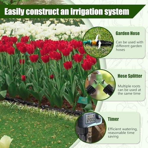 Soaker Hose 100FT, Thickened Flat Soaker Hoses For Garden 100 ft 2 pack, Drip Irrigation Hose Saves 80% Water, Leak-free Design Water Hose with Holes For Lawn, Flower Bed, Vegetable Field (50 FT x 2) — view 4