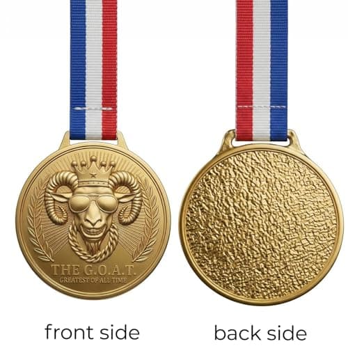 Freetoes Gold Goat Medal - 3 Inch Champion Pendant with Award Ribbon,Greatest of All Time Awards Chain for Football, Basketball,MVP,Tournaments & Champions League Winners Trophy Gifts 3 — view 2