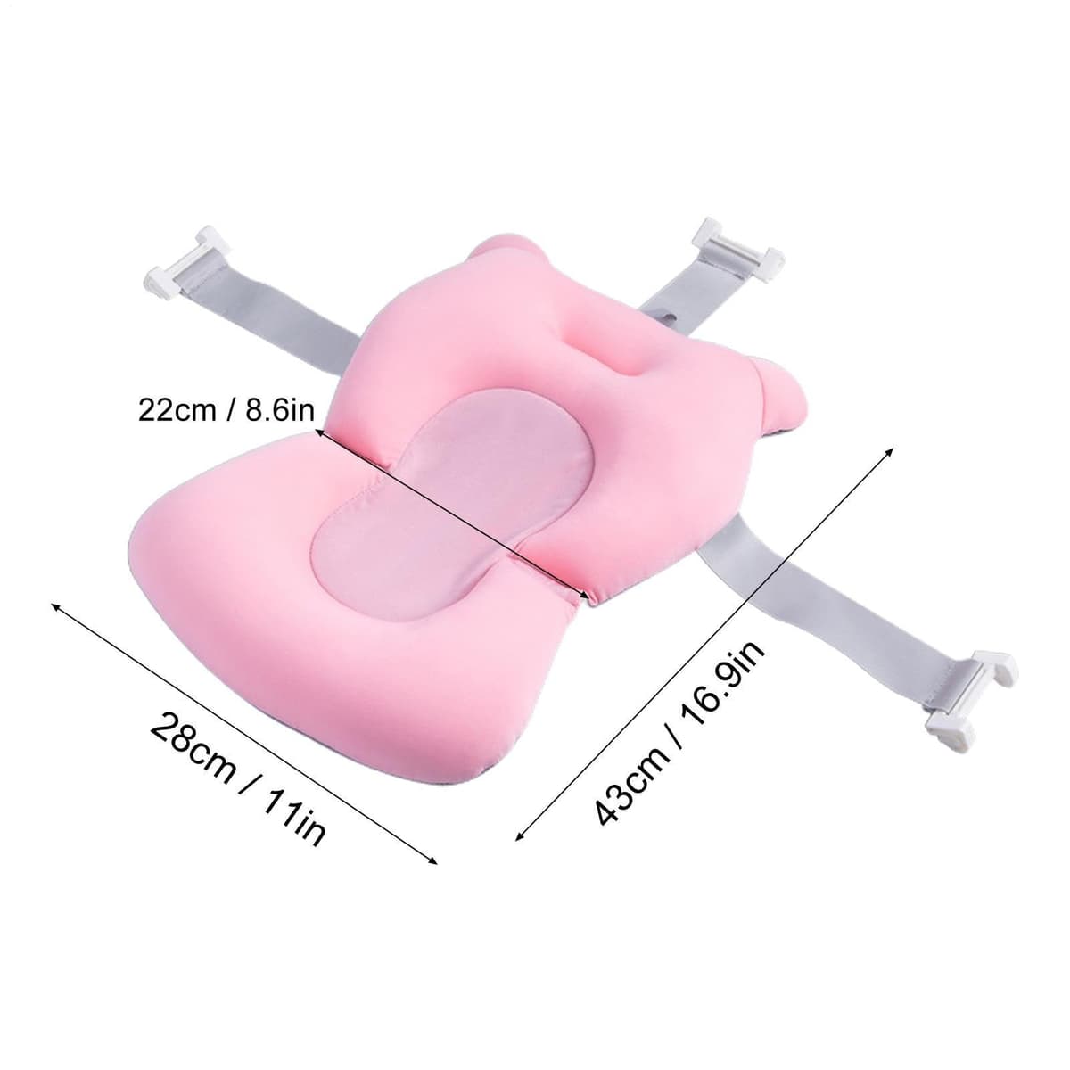 Cojín De Baño Para Recién Nacido, Alfombrilla De Baños Acolchada Antideslizante, Almohada Con Soporte Adaptable Con Hebillas Y 3 Cinturones De Seguridad, Articulo Para Baño Del Bebé En Hogar — view 4