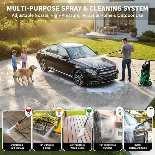 FOTING Power Washer, 4500 PSI Pressure Washer with 4 Quick Connect Nozzle & Foam Cannon&Inlet Hose, High Pressure Washer for Cars/Fences/Patio/Driveways — view 4