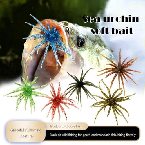 2PCS Sea Urchin Fishing Bait, Soft Plastic Bass Fishing Lure, Lure Bait for Black Pits,Soft Sea Urchin Baits,Soft Artificial Creature Bait Lures for Bass, Freshwater & Saltwater (A) — view 8
