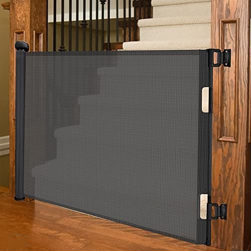 Sulishang Retractable Baby Gate 33.8"x55"- Safety Mesh Baby Gate/Dog Gate, 33inch Tall and Extends up to 55inch Wide for Stairs, Doorways, Hallways, Banisters Indoor and Outdoor (Black) — view 3