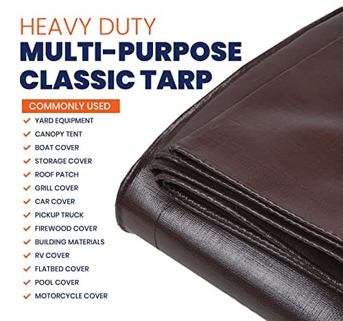 Tarpco Safety Heavy Duty 7 Mil Tarp Cover, Waterproof, UV Resistant, Rip and Tear Proof, Poly Tarpaulin with Reinforced Edges for Roof, Camping, Patio, Pool Cover, Boat (Brown/Black 24′ X 36′) — view 3