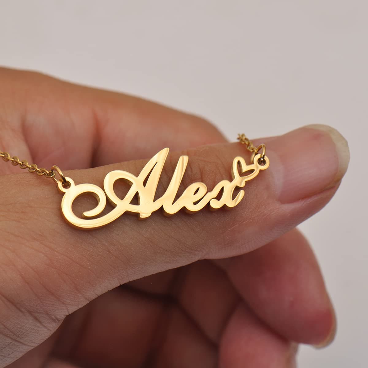 HUAN XUN Custom Name Necklaces Personalized Necklace with Name 18k Gold Plated Heart Stainless Steel Customized Jewelry Gifts for Women Mother Day Christmas Birthday — view 6