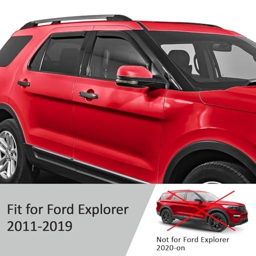 Voron Glass in-Channel Extra Durable Rain Guards for Ford Explorer 2011-2019, Window Deflectors, Vent Window Visors, 4 Pieces -200345 — view 4