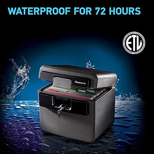 SentrySafe Black Fireproof and Waterproof Safe, File Folder and Document Box with Key Lock, Ex. 14.3 x 15.5 x 13.5 inches, HD4100 — view 2