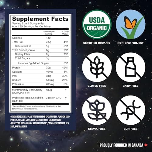 Vega Protein + Recovery, Chocolate – 30g Vegan Protein, Dairy & Gluten Free, Probiotics, NSF Certified, 837g (19 Servings) — view 5