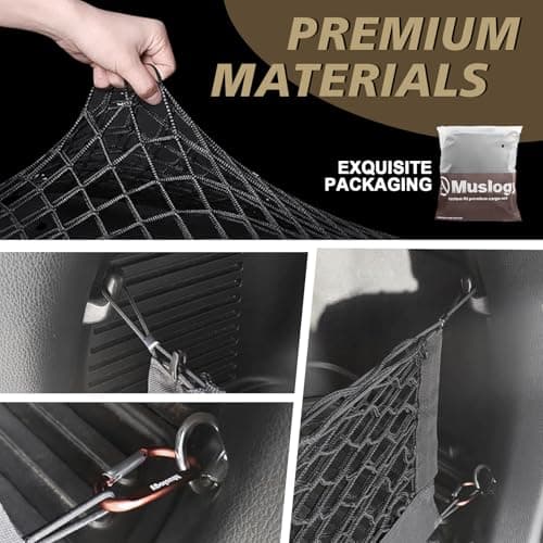 Muslogy Envelope Style Trunk Cargo Net Compatible with Toyota RAV4 2013-2018 Accessories Custom Fit Trunk Organizer Upgraded Storage Luggage Net with Metal Hooks — view 2