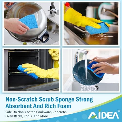 AIDEA Sponges Kitchen, Non Scratch Scrub Sponge, 6Count, Sponges for Non Stick Cookware, Cleaning Sponge for Dishes, Cleans Fast Without Scratching, Cleaning Power for Kitchen, Bathroom, Household — view 5