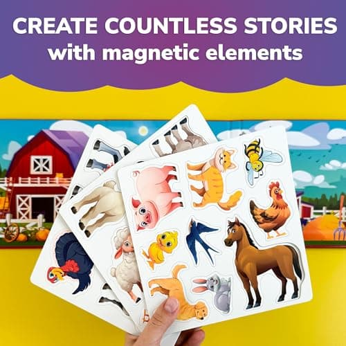 QUOKKA Magnetic Puzzles for Kids Ages 3-5 - 20 Pieces Toddler Puzzles 3-4 Year Old - Car and Airplane Activities for Kids - Farm Boys and Girls Travel Games - Learning Animal Toy Gift — view 4